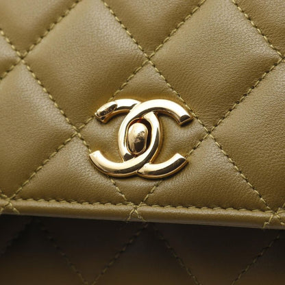 Chanel Shoulder Bag Matelasse Moss Green Lambskin Matelasse Chain Wallet Ladies