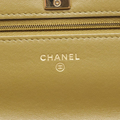 Chanel Shoulder Bag Matelasse Moss Green Lambskin Matelasse Chain Wallet Ladies