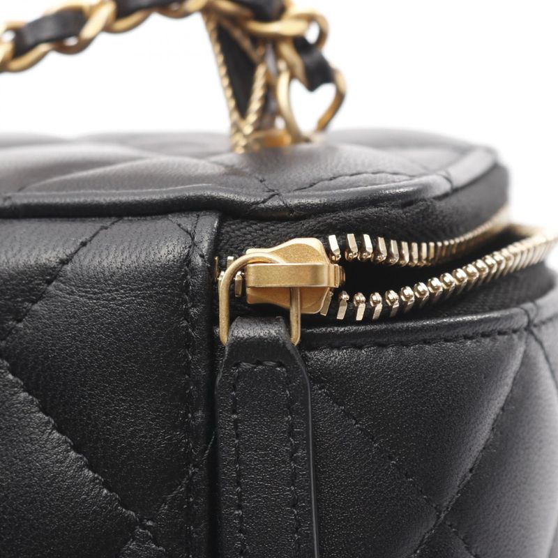 Chanel Shoulder Bag Matelasse Black Lambskin Matelasse Vanity 2way Chain