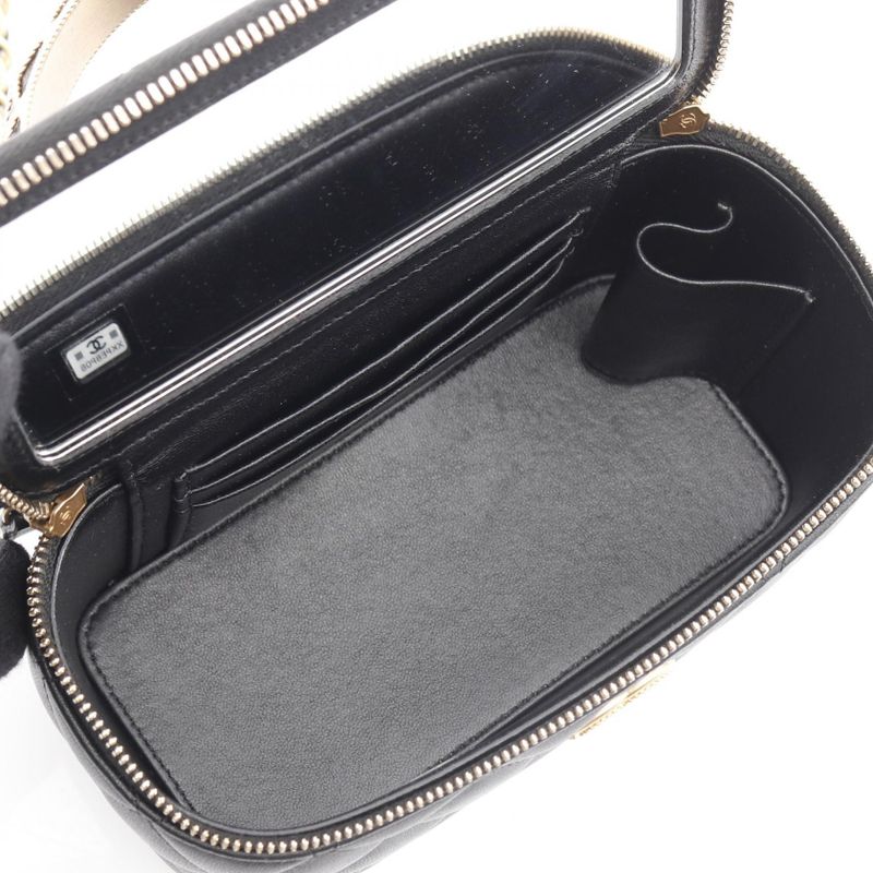 Chanel Shoulder Bag Matelasse Black Lambskin Matelasse Vanity 2way Chain