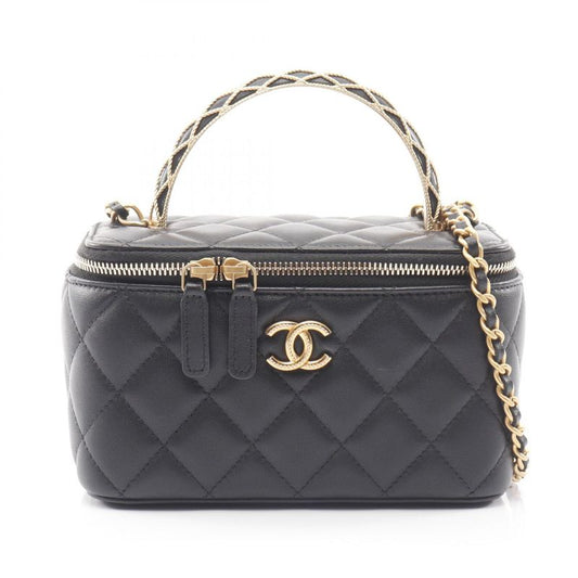 Chanel Shoulder Bag Matelasse Black Lambskin Matelasse Vanity 2way Chain