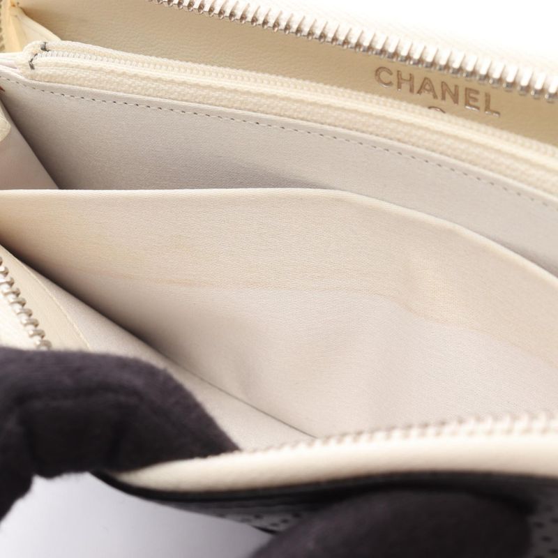 Chanel Round Long Wallet Coco Mark Black Leather Coco Mark Round Long Wallet