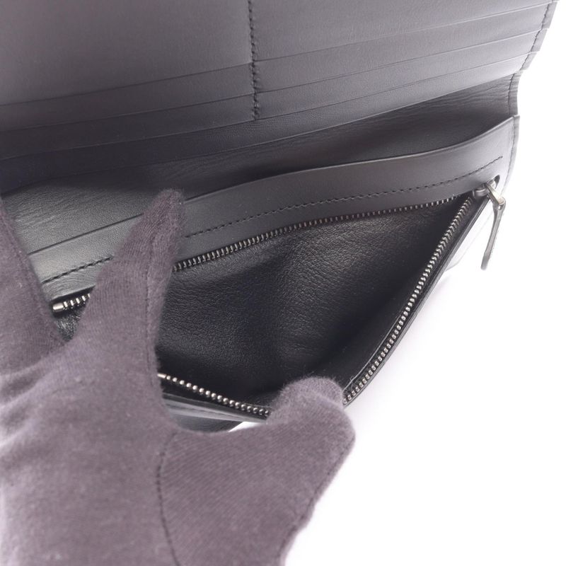 Bottega Veneta Fold Long Wallet Intrecciato Black Leather Intrecciato Zip Long