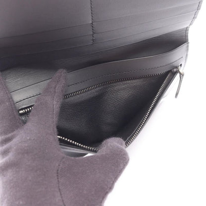 Bottega Veneta Fold Long Wallet Intrecciato Black Leather Intrecciato Zip Long