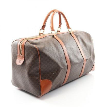 Celine Boston Bag Macadam Brown PVC Coated Canvas Leather Macadam Boston Bag