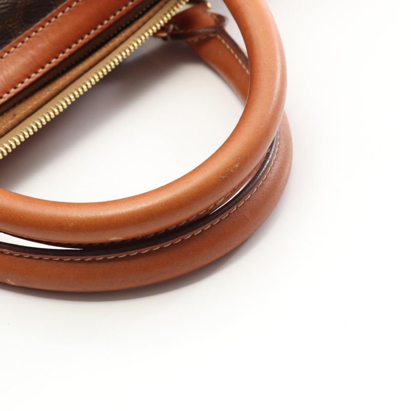 Celine Boston Bag Macadam Brown PVC Coated Canvas Leather Macadam Boston Bag