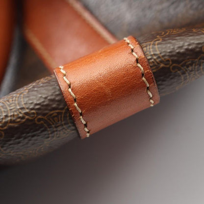 Celine Boston Bag Macadam Brown PVC Coated Canvas Leather Macadam Boston Bag