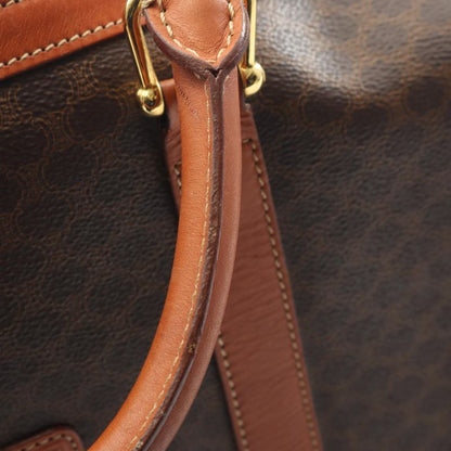 Celine Boston Bag Macadam Brown PVC Coated Canvas Leather Macadam Boston Bag