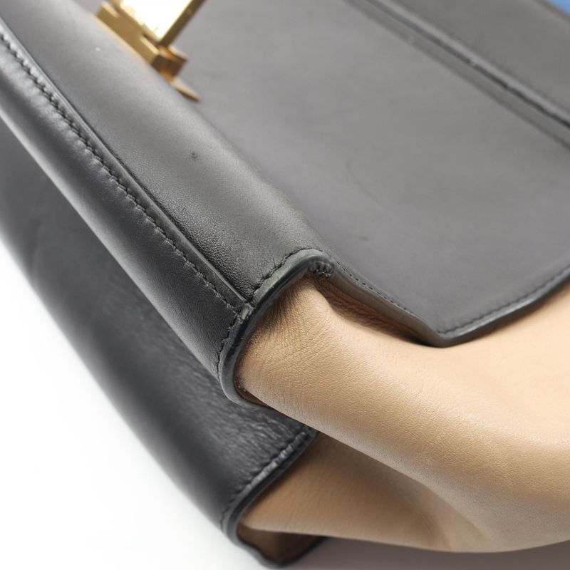 Celine Handbag Trapeze Medium 169542 Black/blue/beige Leather Suede Trapeze