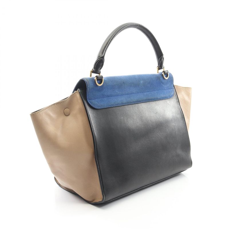 Celine Handbag Trapeze Medium 169542 Black/blue/beige Leather Suede Trapeze