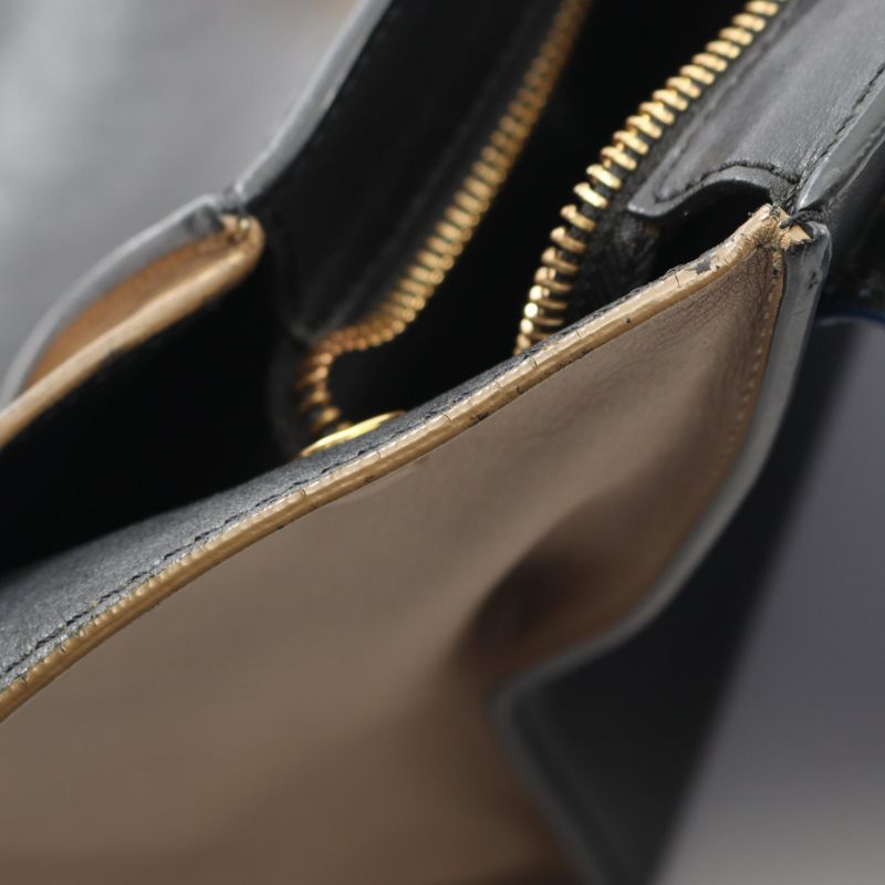 Celine Handbag Trapeze Medium 169542 Black/blue/beige Leather Suede Trapeze