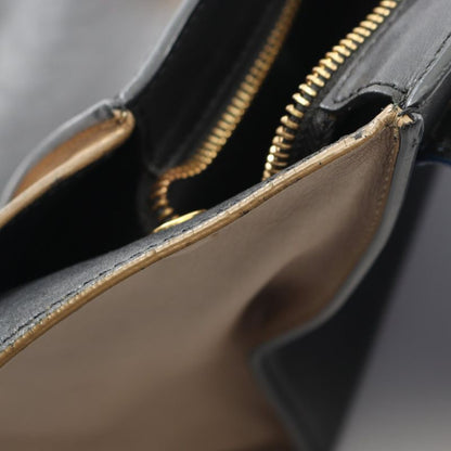 Celine Handbag Trapeze Medium 169542 Black/blue/beige Leather Suede Trapeze