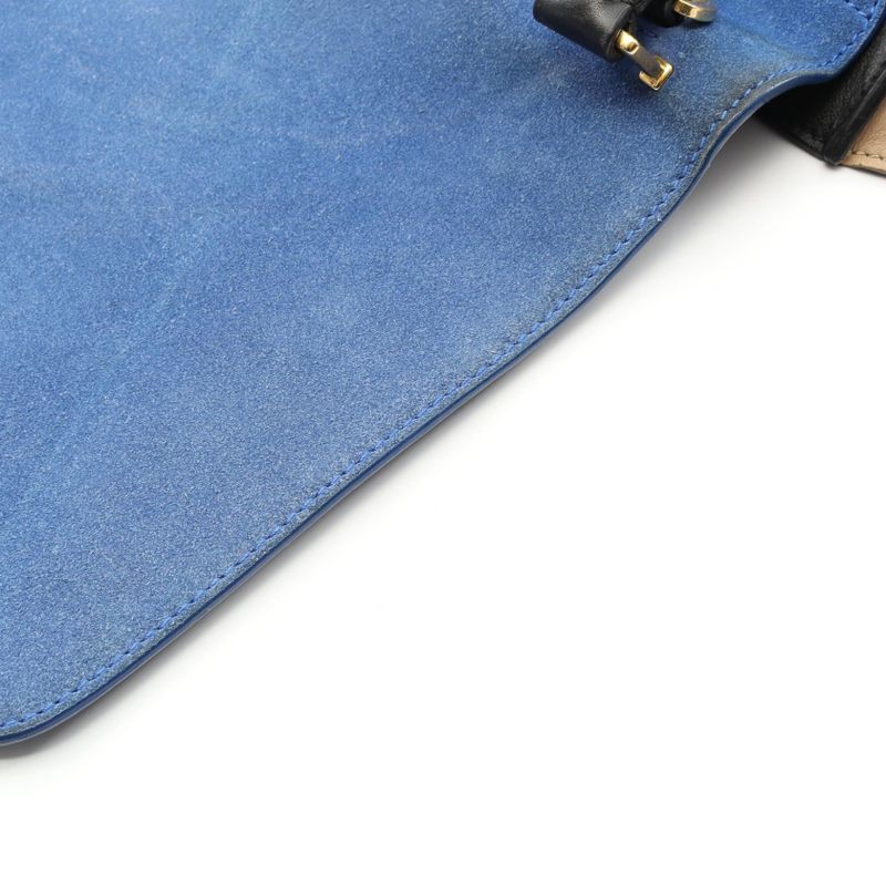 Celine Handbag Trapeze Medium 169542 Black/blue/beige Leather Suede Trapeze