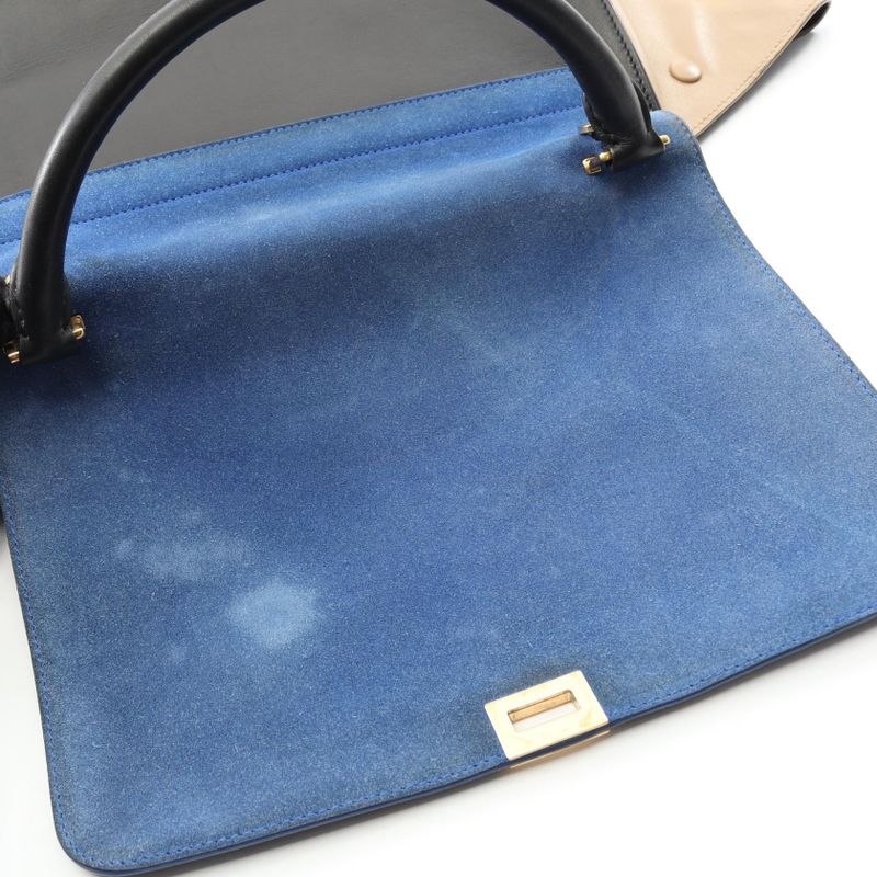 Celine Handbag Trapeze Medium 169542 Black/blue/beige Leather Suede Trapeze