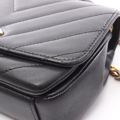 Chanel Shoulder Bag Chevron V Stitch Top Handle Black Leather Chevron V Stitch