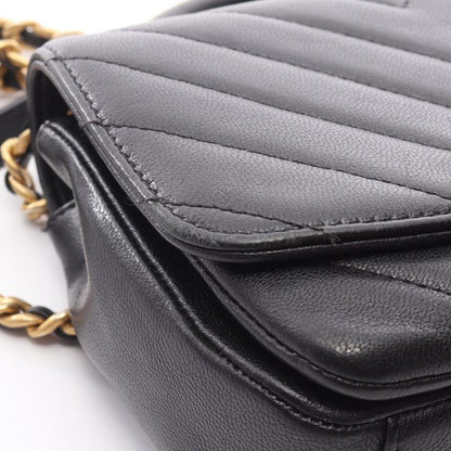 Chanel Shoulder Bag Chevron V Stitch Top Handle Black Leather Chevron V Stitch