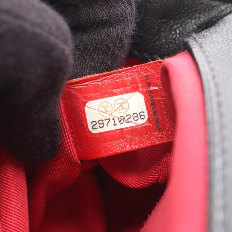 Chanel Shoulder Bag Chevron V Stitch Top Handle Black Leather Chevron V Stitch