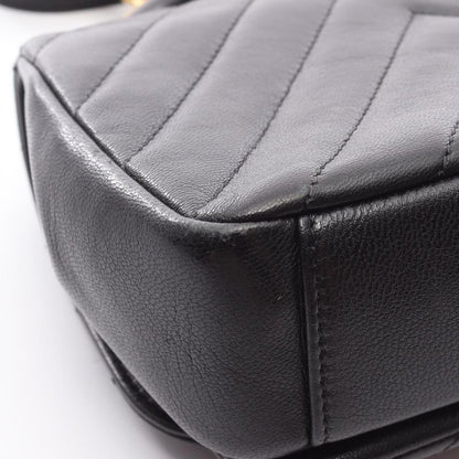 Chanel Shoulder Bag Chevron V Stitch Top Handle Black Leather Chevron V Stitch