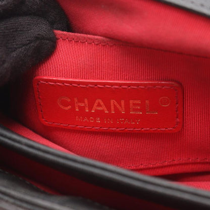 Chanel Shoulder Bag Chevron V Stitch Top Handle Black Leather Chevron V Stitch