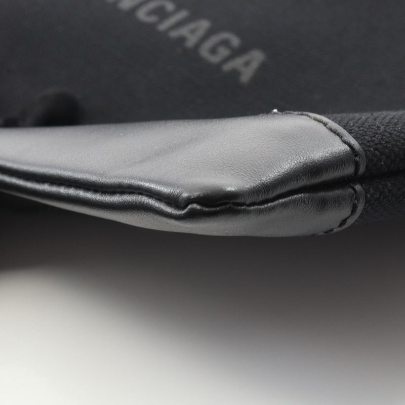 Balenciaga Second Bag Clutch Bag Navy Clip M 373834 Black Canvas Leather Navy