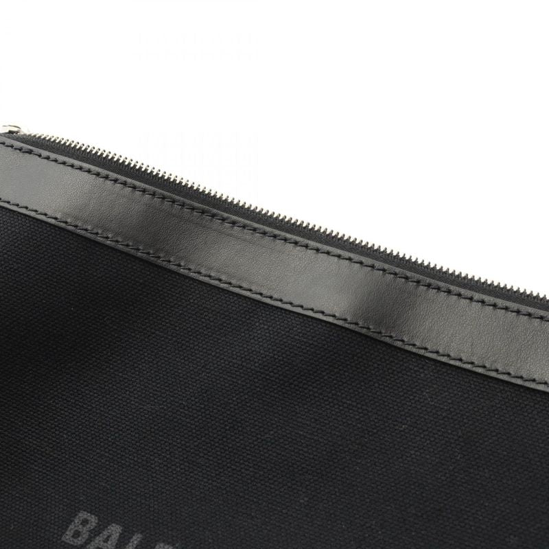 Balenciaga Second Bag Clutch Bag Navy Clip M 373834 Black Canvas Leather Navy