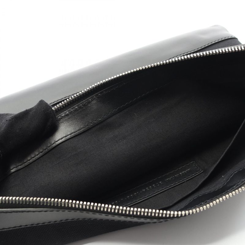 Balenciaga Second Bag Clutch Bag Navy Clip M 373834 Black Canvas Leather Navy