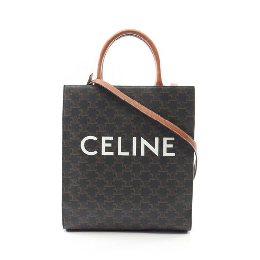 Celine Tote Bag Small Vertical Cabas Triomphe 191542 Tan PVC Coated Canvas