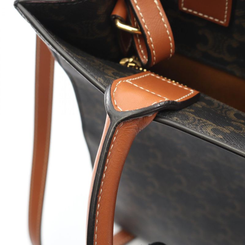 Celine Tote Bag Small Vertical Cabas Triomphe 191542 Tan PVC Coated Canvas