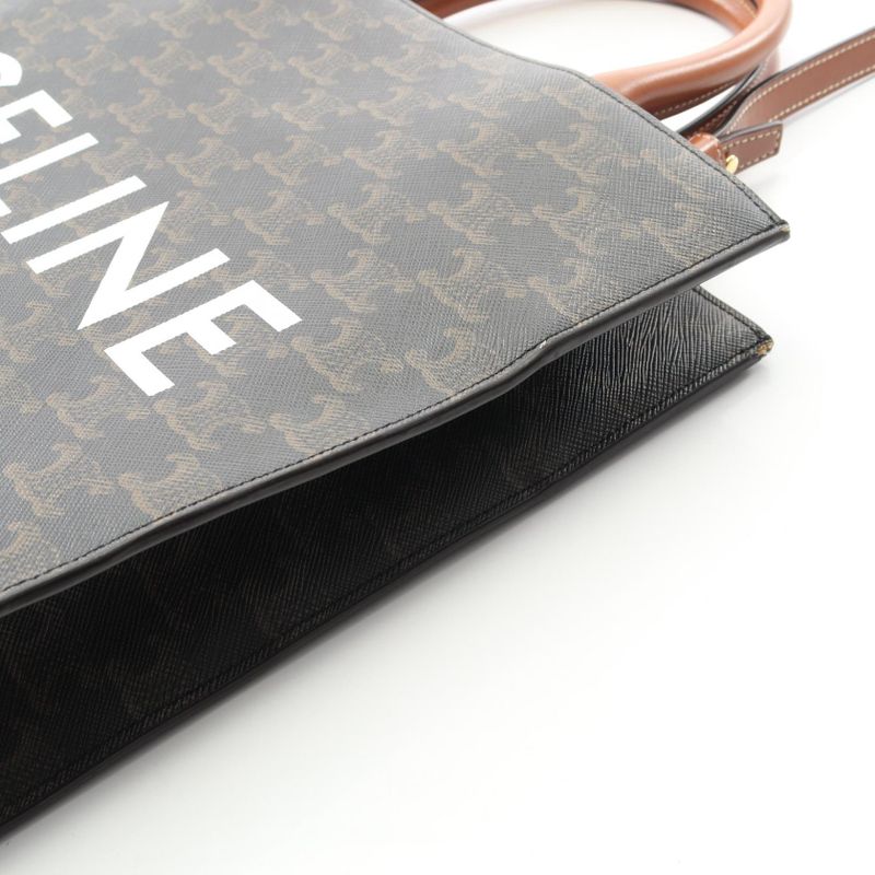 Celine Tote Bag Small Vertical Cabas Triomphe 191542 Tan PVC Coated Canvas