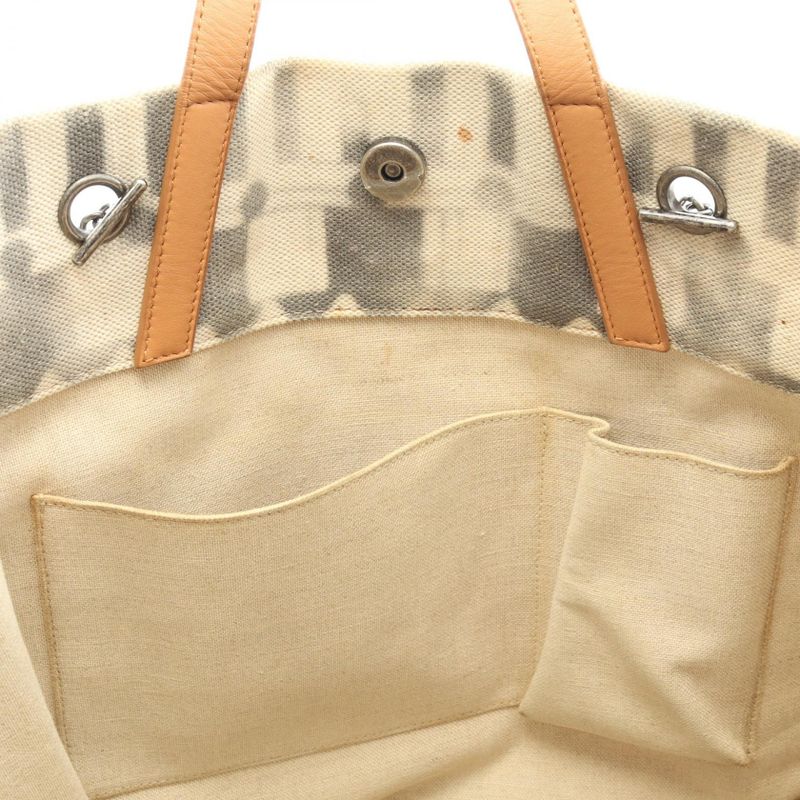 Chanel Tote Bag Coco Natural/black Canvas Leather Coco Icon Shopping Tote Women