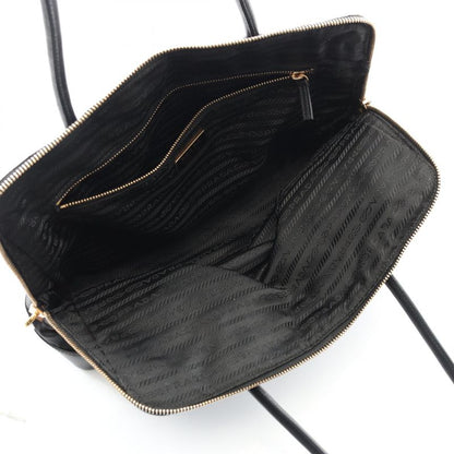 Prada Tote Bag Black Nylon Leather Triangle Logo Shoulder Bag Women Used B