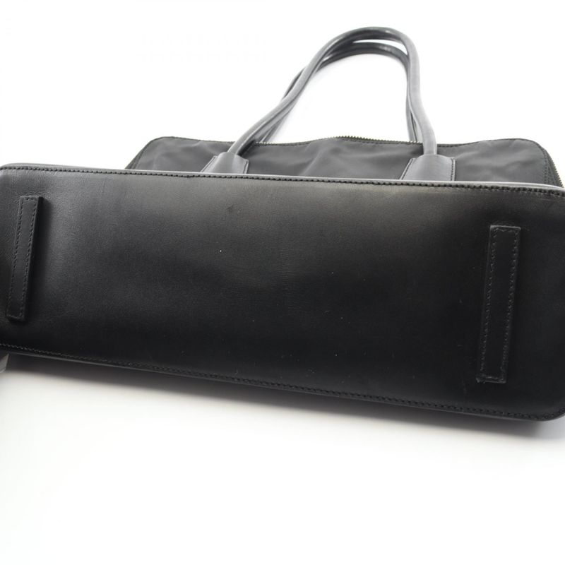 Prada Tote Bag Black Nylon Leather Triangle Logo Shoulder Bag Women Used B