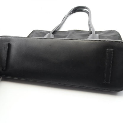 Prada Tote Bag Black Nylon Leather Triangle Logo Shoulder Bag Women Used B