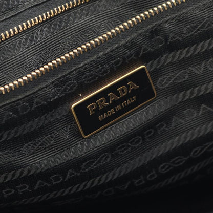Prada Tote Bag Black Nylon Leather Triangle Logo Shoulder Bag Women Used B