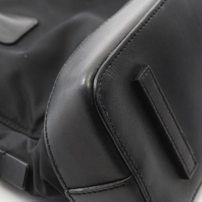 Prada Tote Bag Black Nylon Leather Triangle Logo Shoulder Bag Women Used B