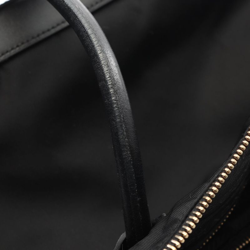 Prada Tote Bag Black Nylon Leather Triangle Logo Shoulder Bag Women Used B