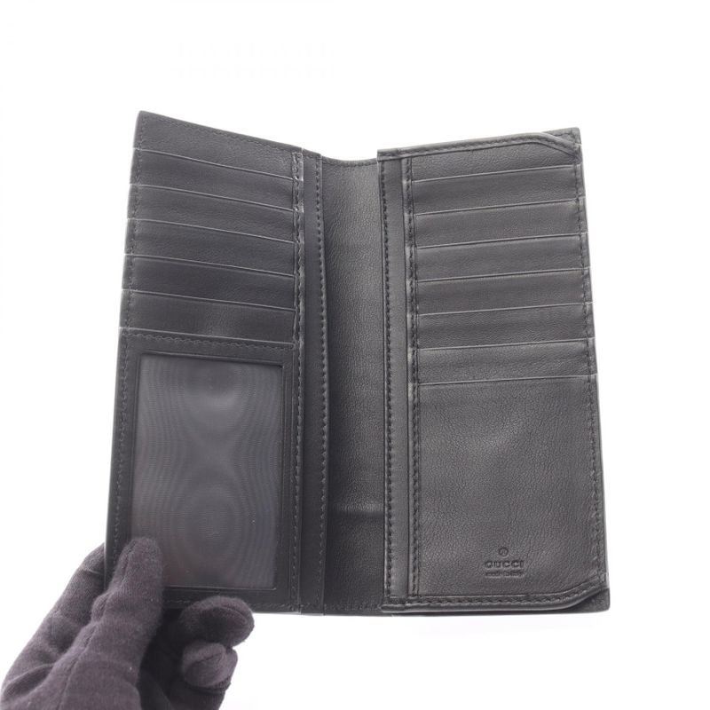 Gucci Bifold Long Wallet 386836 Black Leather ZIP Long Wallet Ladies Used A
