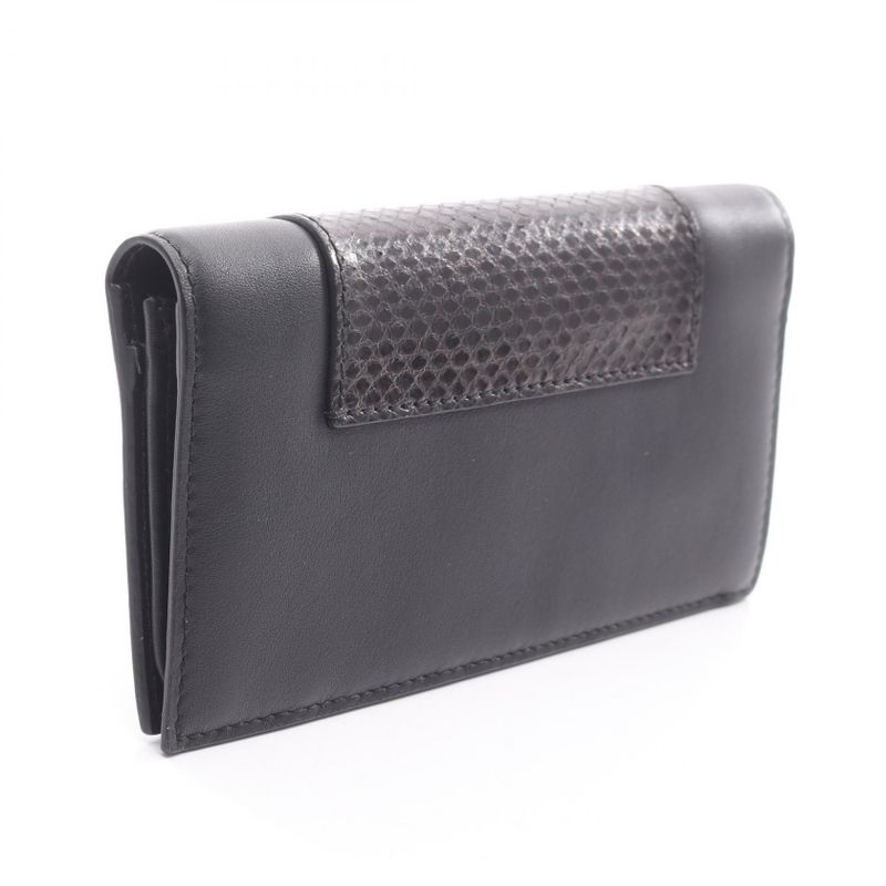 Gucci Bifold Long Wallet 386836 Black Leather ZIP Long Wallet Ladies Used A