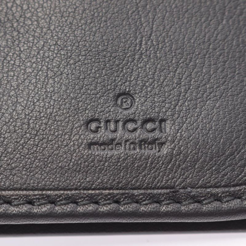 Gucci Bifold Long Wallet 386836 Black Leather ZIP Long Wallet Ladies Used A