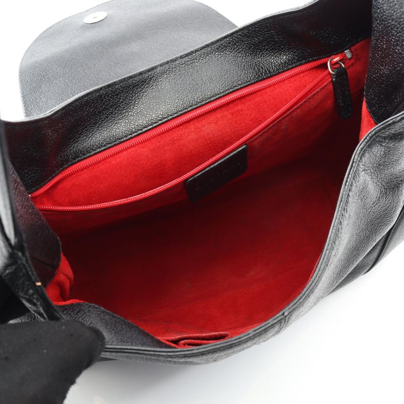 Bulgari Bvlgari Shoulder Bag Black Leather Oval One Shoulder Women Used B