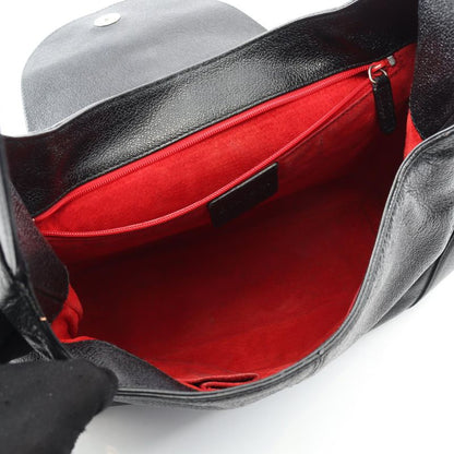 Bulgari Bvlgari Shoulder Bag Black Leather Oval One Shoulder Women Used B