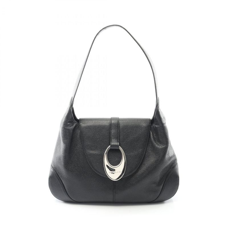 Bulgari Bvlgari Shoulder Bag Black Leather Oval One Shoulder Women Used B