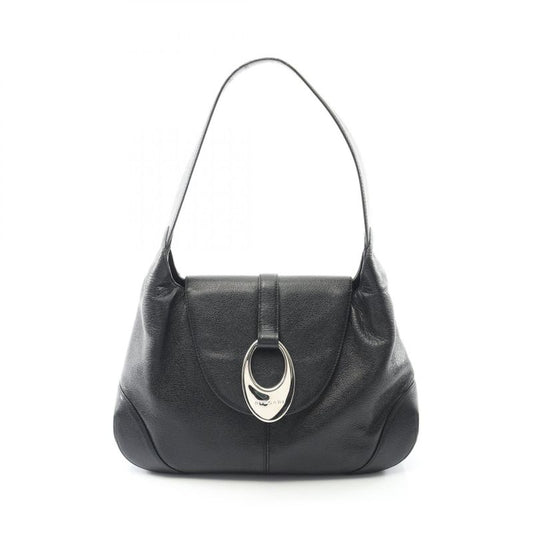 Bulgari Bvlgari Shoulder Bag Black Leather Oval One Shoulder Women Used B