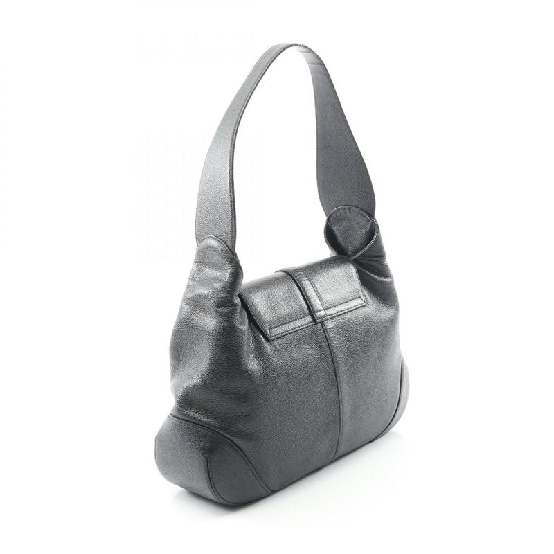 Bulgari Bvlgari Shoulder Bag Black Leather Oval One Shoulder Women Used B