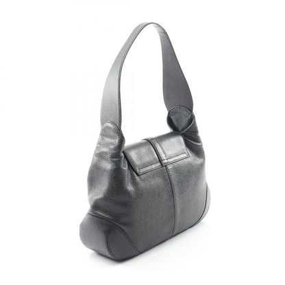 Bulgari Bvlgari Shoulder Bag Black Leather Oval One Shoulder Women Used B