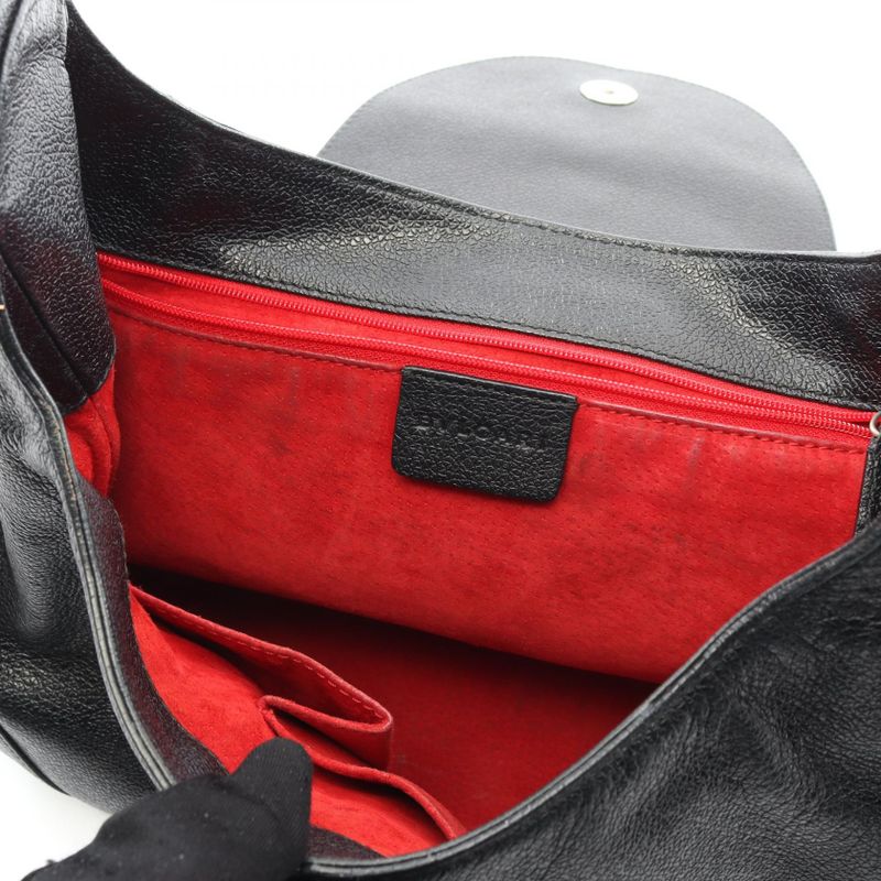 Bulgari Bvlgari Shoulder Bag Black Leather Oval One Shoulder Women Used B