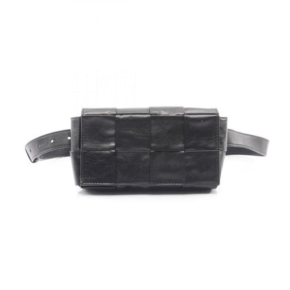 Bottega Veneta Waist Bag Body Bag Cassette Belt Bag 651053 Black Leather Maxi
