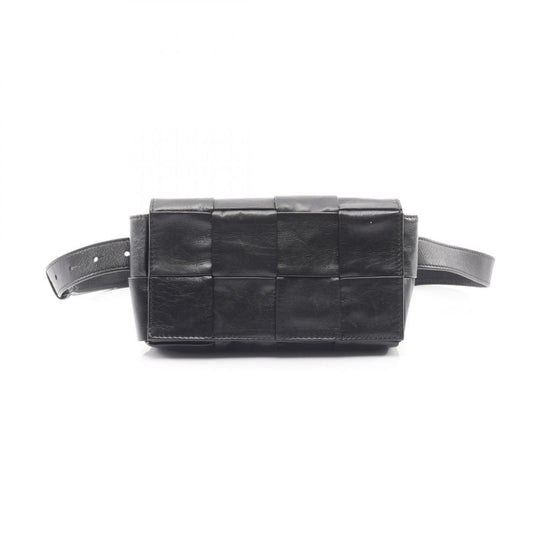 Bottega Veneta Waist Bag Body Bag Cassette Belt Bag 651053 Black Leather Maxi