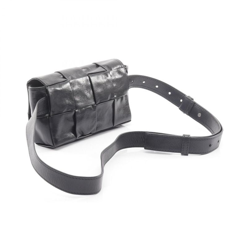 Bottega Veneta Waist Bag Body Bag Cassette Belt Bag 651053 Black Leather Maxi
