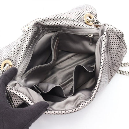 Chanel Shoulder Bag 2.55 Perforated Metallic Silver Leather 2.55 Chain Shoulder